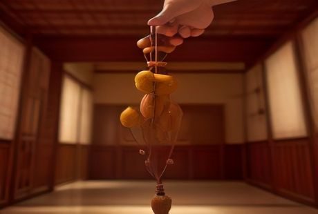 麻豆传媒资讯站团队在现代化办公室内围绕内容导航平台进行协作讨论，翠绿色调的工作环境充满活力与创造力